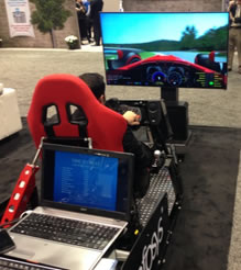 While not a giveaway (and best we can tell, also not driven by a multi-language-multi-currency core system), InfoSys seemed to make a couple fans with a Formula 1 race simulator.