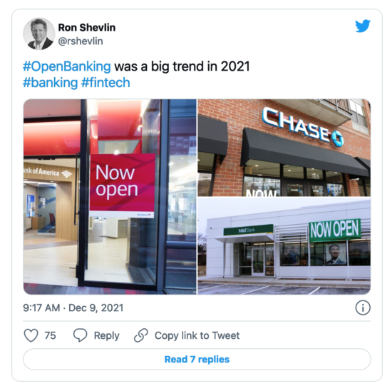 Ron Shevlin's Open Banking Tweet